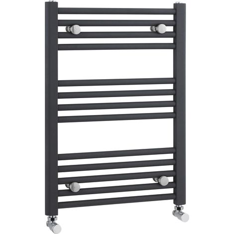 Balterley Harlaston Contemporary Heated Vertical Towel Rail Radiator & Straight Rails, 1028 BTU, 700mmx500mm Bathroom Heating - Anthracite