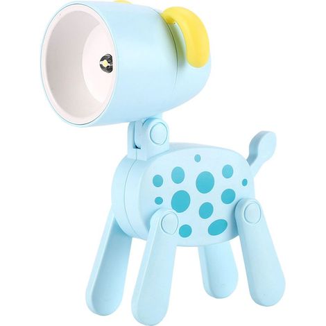 Mini veilleuse chien, lampe de table miniature créative pour animaux de compagnie, lampe de bureau LED mignonne avec motif animaux de dessin animé, veilleuse chiot réglable, bleue (1/5)
