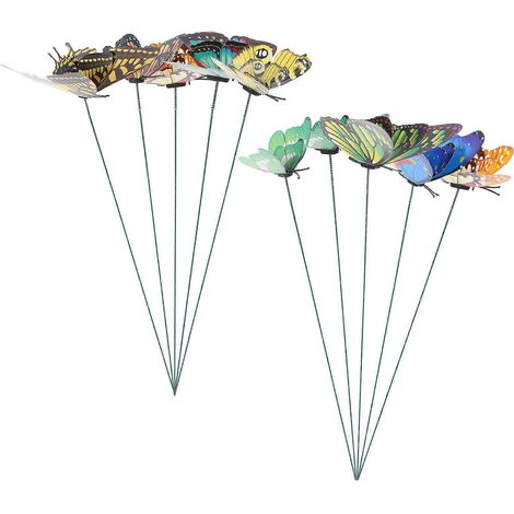 Lot de 10 décorations de jardin en forme de papillon, à piquer. (1/5)