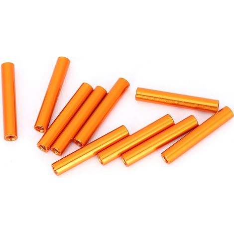 Lot de 10 entretoises rondes en aluminium M3x30, tiges de fixation orange. (1/5)