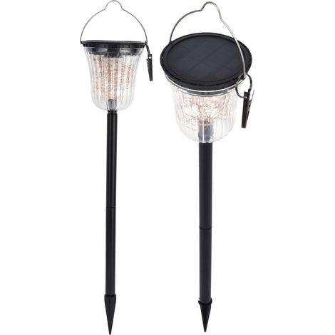 Lampes de jardin LED solaires à 3 modes, lumière chaude clignotante, adaptées aux cours et jardins extérieurs, éclairage paysager décoratif et lampes au sol pour jardins et espaces pittoresques. (1/5)