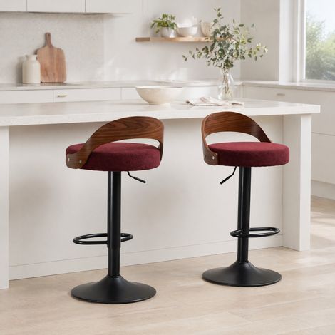 Set di 2 sgabelli da bar 42x42x98 cm in metallo bordeaux girevoli FloraGrace (1/5)