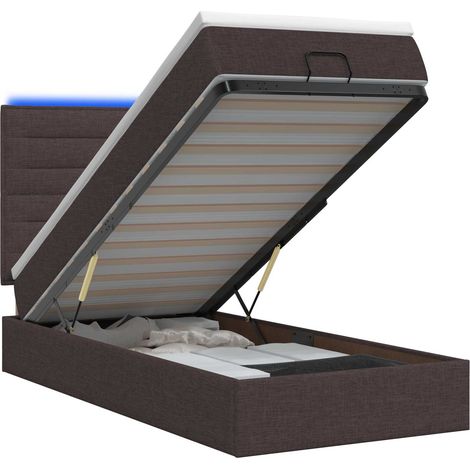 Letto Ottomano con Materasso e LED Marrone Scuro 90 x 200 cm vidaXL (1/5)