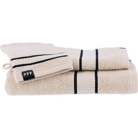 Set di 3 pezzi 100% cotone 1 guanto 1 asciugamano 50x90 cm 1 asciugamano 70x130 cm - avorio - Tendance