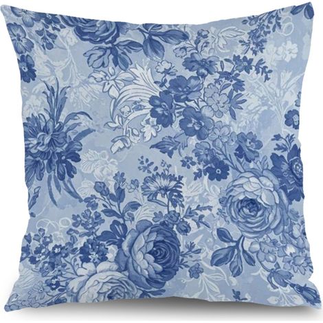 Housse de coussin fleurs coton feuilles vertes, décoration salon ,50×50cm (1/5)