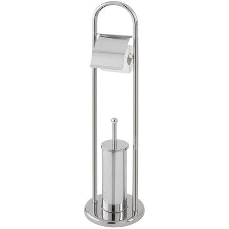 PORTA ROTOLO CARTA E SCOPINO ACCESSORIO DA BAGNO 81 CM PIANTANA VARI COLORI WC - Grigio - Colore: Grigio