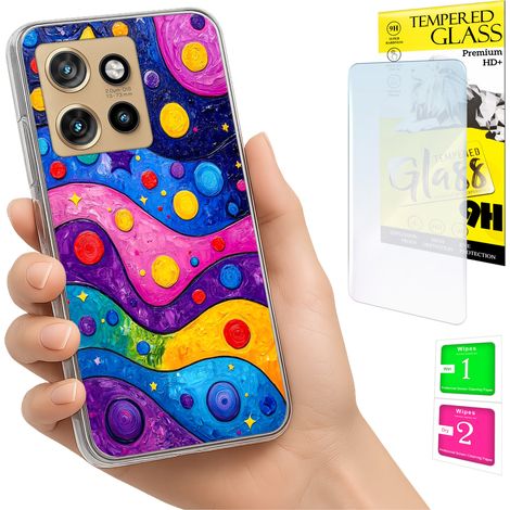 Schutzhülle für Motorola Edge 50 Neo Fotohülle mit Wellenmuster und 9H-Glas (1/5)