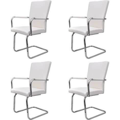 Maison Exclusive - Freischwinger 4 Stk. Weiß Kunstleder (1/5)