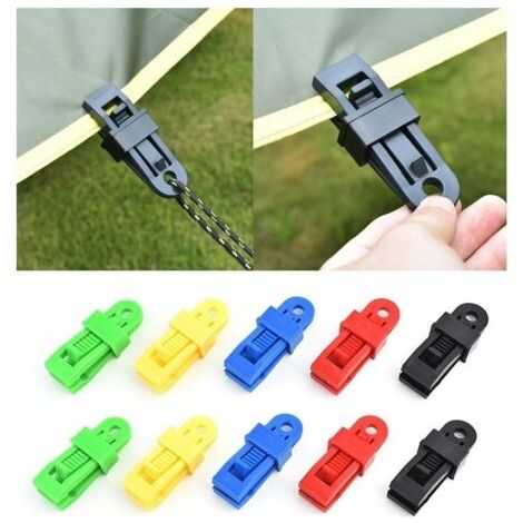 Clip de Tente Multifonctionnel Pinces de Tente en Plastique Clip de Bâche pour l'extérieur Camping Activités et Randonnée 12 Pièces (Multicolore) (1/5)