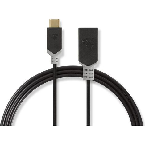 Adaptador usb c usb 32 generacion 1 usb c macho usb a hembra 5 gbps 015m redondo niquelado pvc antracita cajas