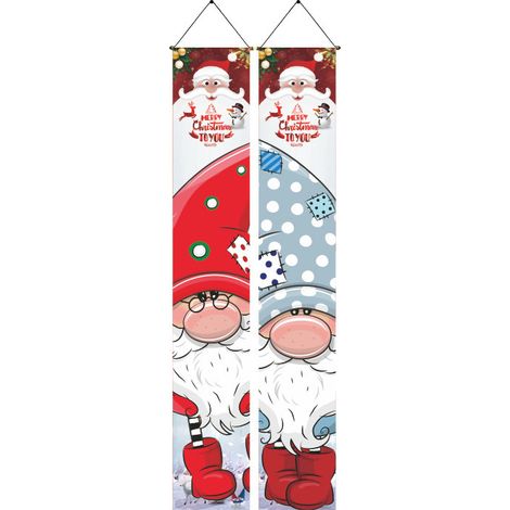 Nouveauté 2026 : Couplets de Noël, décorations de sapin de Noël avec Père Noël, tentures de porte, décorations de scène, bannières extérieures - 180 x 30 cm (polyester) - 27
