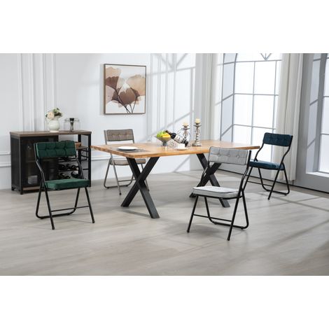 sedia seduta ripieghevole imbottita blu acciaio OKMYHOME (1/5)