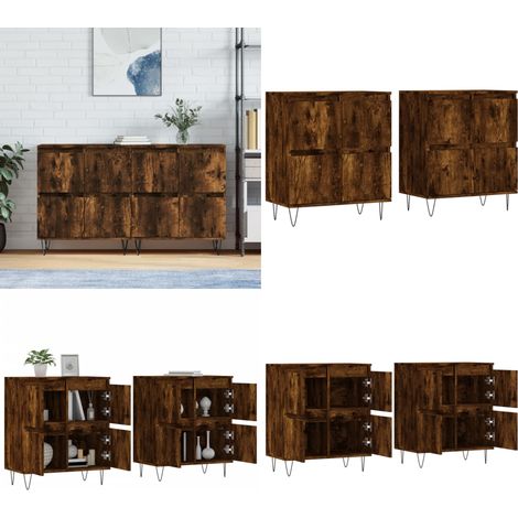 Sideboards 2 Stk. Räuchereiche Holzwerkstoff - Holz Sideboard - Wohnzimmermöbel - Regal - Schreibtisch - Bücherregal - Home & Living (1/5)