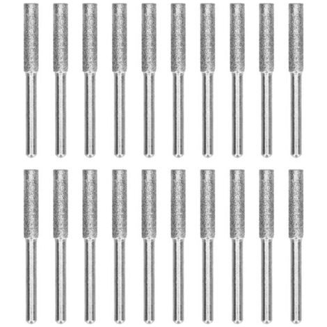 20 Pièces Tronçonneuse Affûteuse Fraise Tête De Meulage Tronçonneuse Tête De Meulage Fichier Rotatif Affûtage Ensemble D'outils Kit(4mm-argent)