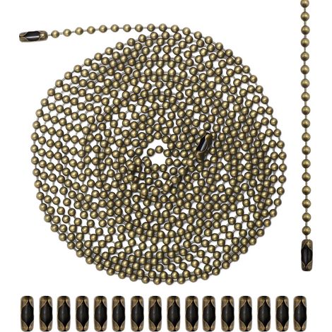 3m Chaîne Traction pour Ventilateur Plafond, Métal Extension Chaîne Traction pour Luminaire avec 20 Connecteurs 3mm Chaînes Traction pour Luminaire Chaîne de Traction pour Luminaire (Bronze), [Classe (1/5)