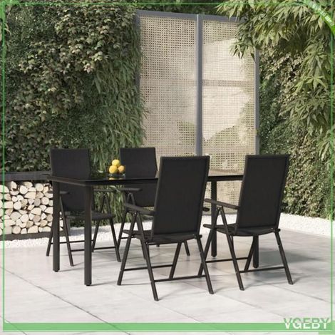 3156512 Ensemble à manger de jardin 5 pcs Noir Résine tressée (1/5)