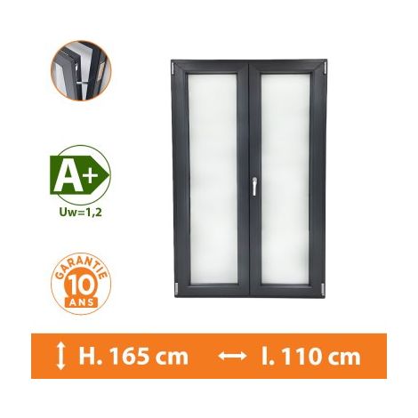 Fenêtre 2 Vantaux Gris - H.165 x l.110 cm (1/4)