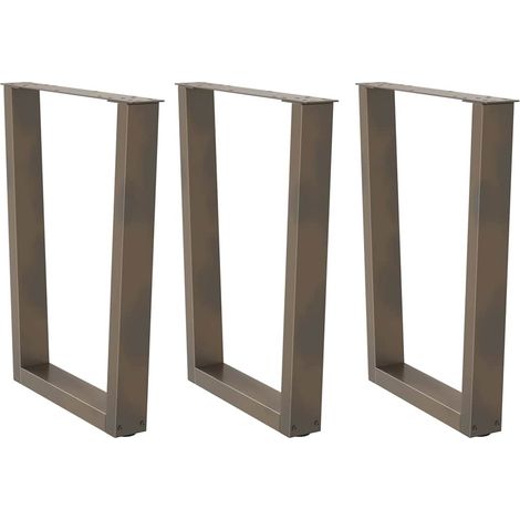 vidaXL Pieds de table à manger en forme de V 3 pièces Acier naturel 70 x (72-73,3) cm