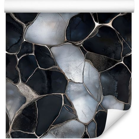 Papier peint bleu marine, graphite et noir pour salon et chambre 50x1000 cm (1/5)