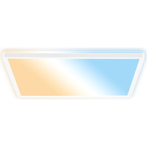 Panneau LED plat avec télécommande, CCT réglable de chaud à lumière du jour, intensité réglable, IP44, plafonnier salle de bain, lustre cuisine, lustre salon, 42x42x3 cm, blanc (1/5)