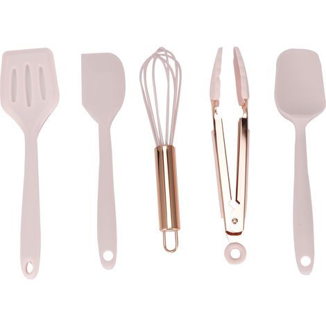 Ensemble Ustensiles Cuisine Silicone - Spatule Et Fouet Antiadhésif - Pour Cuisson Et Pâtisserie - Lot De 5 Pièces (1/5)