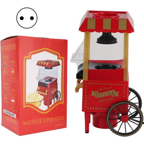 Automatic popcorn machine, retro style, red, 220V, for parties, birthday gifts, EU plug (1/5)
