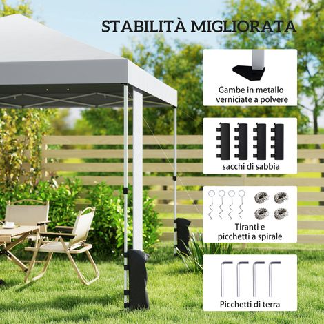 Abri de jardin 3x3 m démontable, pochettes de rangement et sacs de lest inclus, armature en métal et toile Oxford blanche (1/5)