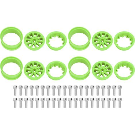 Jeu de 4 jantes en nylon 2.2 pouces pour voiture RC Axial SCX10, Wraith, RR10 1/10, couleur verte. (1/5)