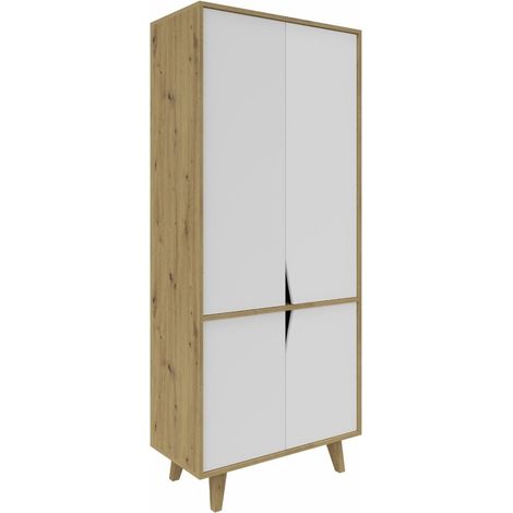 Tendencio – Armoire penderie scandinave 4 portes – Dimensions L84 x H193 x P40 cm – Pour espaces modernes et optimisés