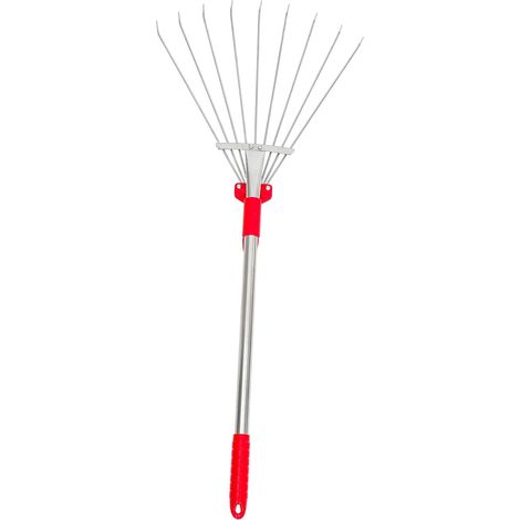 Râteau De Jardin en Acier Inoxydable, Petit Format Rétractable – Nettoyage Feuilles Et Herbes Mortes, Outil Robuste pour Jardinage, Camping Et Extérieur (1/5)