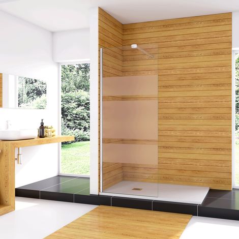 Box Doccia Walk In 60x190 cm Parete Fissa in Vetro Temperato 6 mm Anticalcare Multi Fasce Satinate Opache con Barra Stabilizzatrice 90 cm Cromo Lucido (1/5)