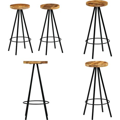 Chaises de bar lot de 2 bois de manguier solide - Bois de manguier - Chaise de bar en bois (1/5)