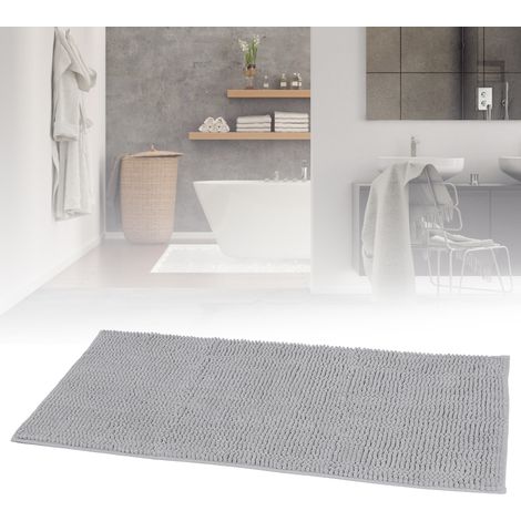 Tapis antidérapant doux 50x120cm pour salle de bain, cuisine, chambre - Gris argenté (1/5)