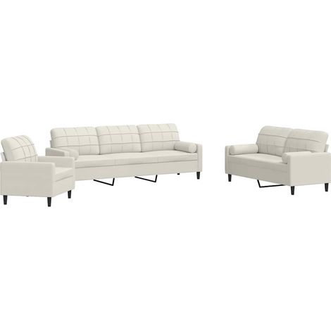Maison Exclusive - Set di Divani 3 pz con Cuscini e Rinforzi Crema in Velluto