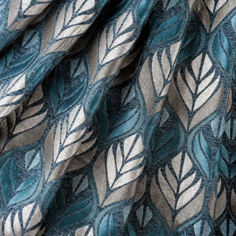 Tissu motif art déco - Effet velours Bleu 145 cm