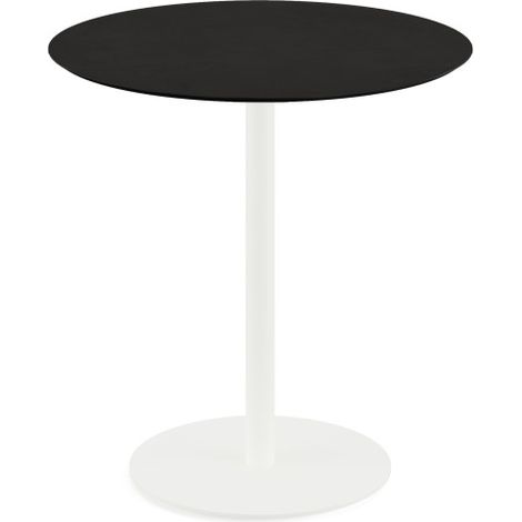 Urban table de bistrot avec piètement blanc + plateau HPL noir Ø 70 cm - Feros (1/3)