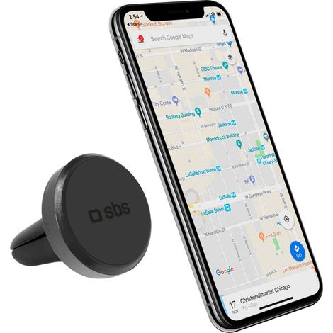 Support magnétique pour smartphone de voiture, diamètre 33 mm, pour grille d'aération - noir (1/4)