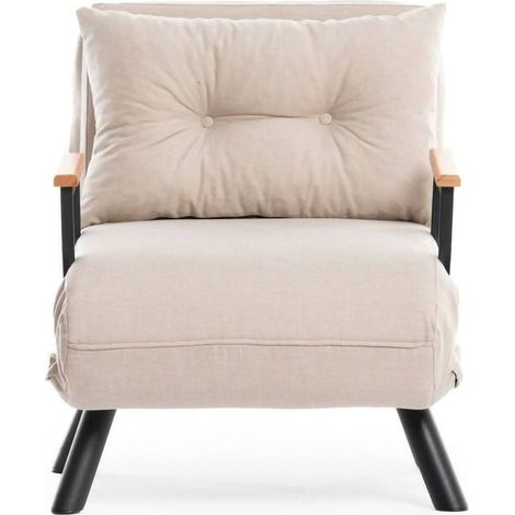 Poltrona Keoni, Poltroncina Reclinabile, Braccioli, Peso Supportato 100 kg, 60x78x78h cm Beige