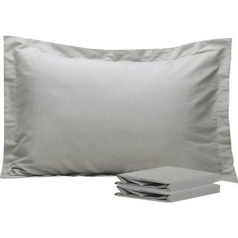 MINKUROW Federa per Cuscino Piatto con Volant 50 x 70 cm, Set di 2 Federe per Cuscino in Microfibra Super Morbida, Grigio Argento (1/5)