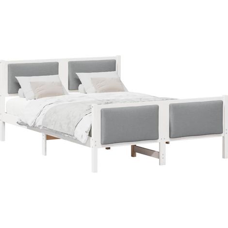 Maison Exclusive - Bettrahmen mit Kopfteil Hellgrau 140 x 190 cm