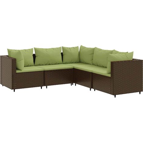 Maison Exclusive - 5-tlg. Garten-Lounge-Set mit Kissen Braun Poly
