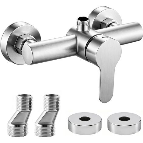 Mélangeur mural pour douche et baignoire, mitigeur thermostatique en acier inoxydable 304, robinet de douche à 1 levier avec sortie d'eau orientable vers le haut, connecteur G 1/2 (1/5)