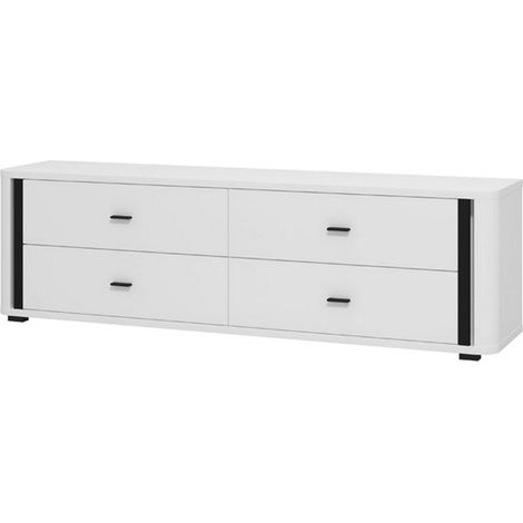 Mobile Porta tv Terenzo, 4 Cassetti, un Ripiano, Apertura Scorrevole, 176.5x40x52h cm Bianco Opaco
