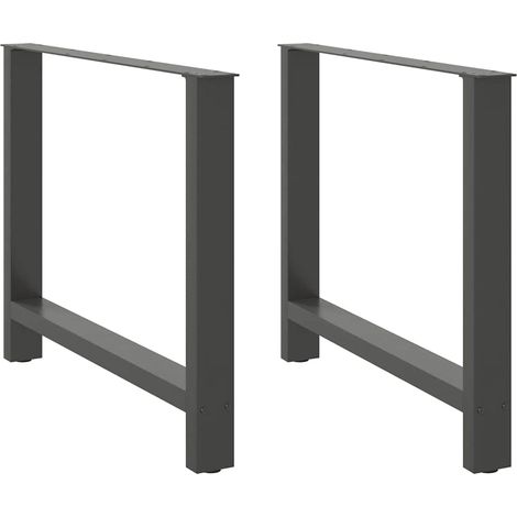 Lot de 2 pieds de table à manger géométriques modernes ajustables 90 x 72-73 cm en acier anthracite