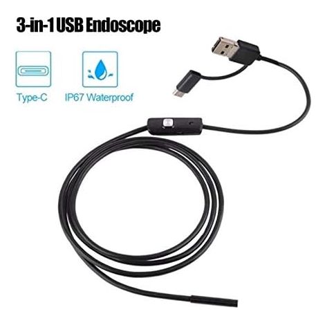 CaméRa D'Inspection D'Endoscope Industriel 3-en-1 pour Endoscopes IntéGré IP67 Etanche Endoscope USB Type-C pour Smartphones Android/PC (5M 5.5Mm) (1/5)