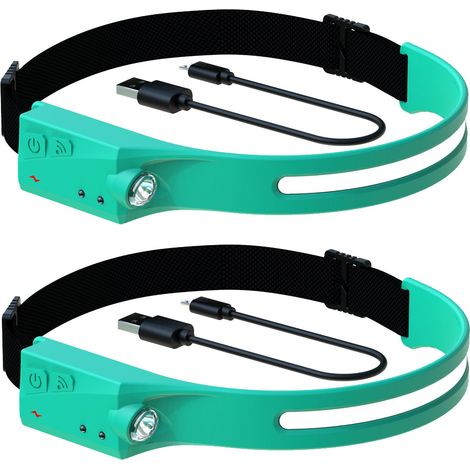 Lampe frontale éléganteRechargeabledirigélampe frontale 230°Lampe frontale adulte à faisceau haute puissance, bleu lac,2Article (1/5)