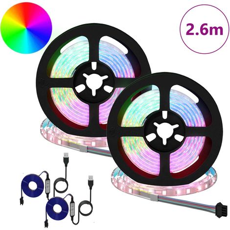 Bande LED 2 pcs Noir et Transparent 1300 mm Cuivre et plastique