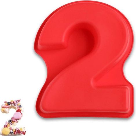 Stampo per torta a forma di numero fai da te 26,6 x 18,8 x 6,2 cm Stampo per torta in silicone Stampo per dolci a forma di numero Grande stampo per torta in silicone 3D Nella forma di uno specifico (1/5)