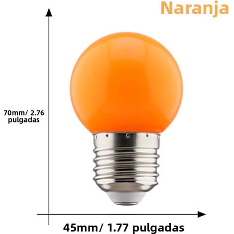 (Orange) 2 ampoules LED colorées G45 E27 220V Lampe de table d'intérieur Veilleuse (1/4)