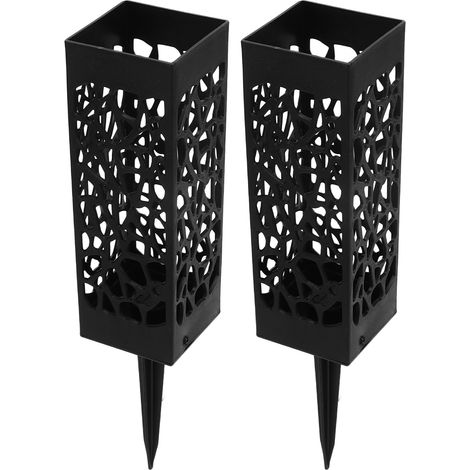 2 Pièces Vases de Cimetière Noirs Colonne Design Unique Creux Installation Facile Porte-Fleurs Tombale à Insérer au Sol (1/5)